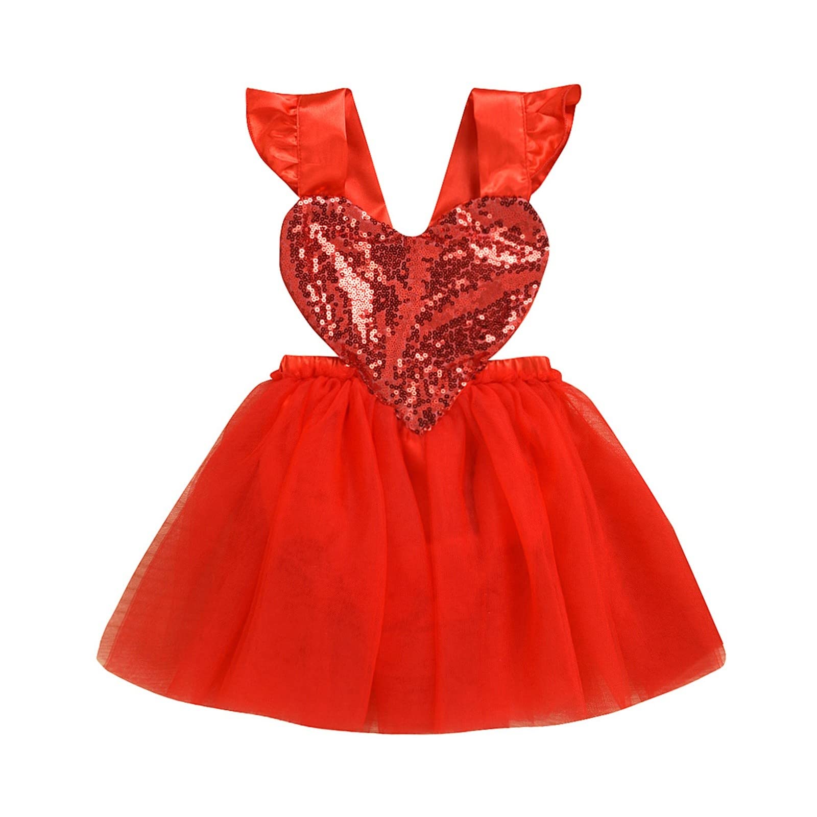 Valentine's Day Toddler Infant Baby Girls Sleeveless Patchwork Tulle Dress Princess Dress Outfits Newborn Girl Outfits (A, 18-24 Months)
