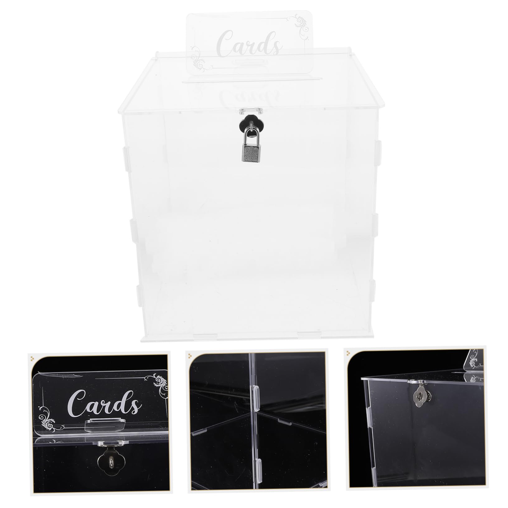 Caja Acrílica De Tarjetas Con Cerradura Para Bodas y Fiestas Recipiente Transparente Para Colección De Tarjetas y Envelopes Para Invitados y Recuerdos