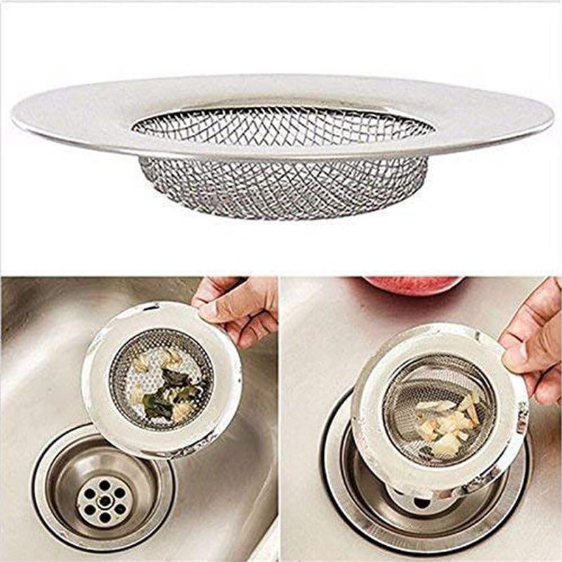 Image of VELVERI 2 Pcs Kitchen Sink Strainer Heavy Duty Stainless Steel Strainer Kitchen Drain Basin Basket Filter Stopper Drainer Sink Jali (Set of 2) (2)