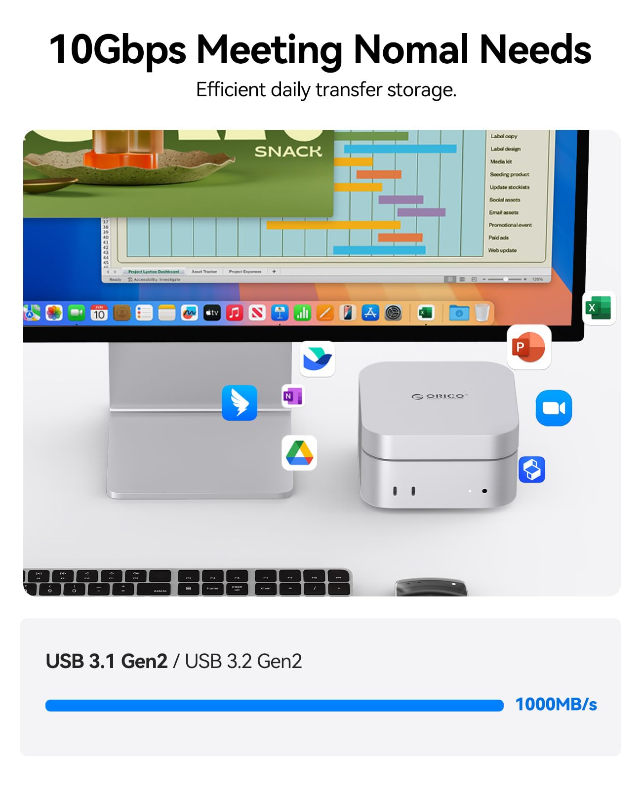 ORICO Minimate Mac mini M4 SSD 6 TB de almacenamiento, SSD externa, SSD NVMe externa (No intercambiable) Compatibilidad con Mac mini M4 (10Gbps), USB 3.2 Gen 2 * 2 (20Gbps) Plug-and-Play – Plata