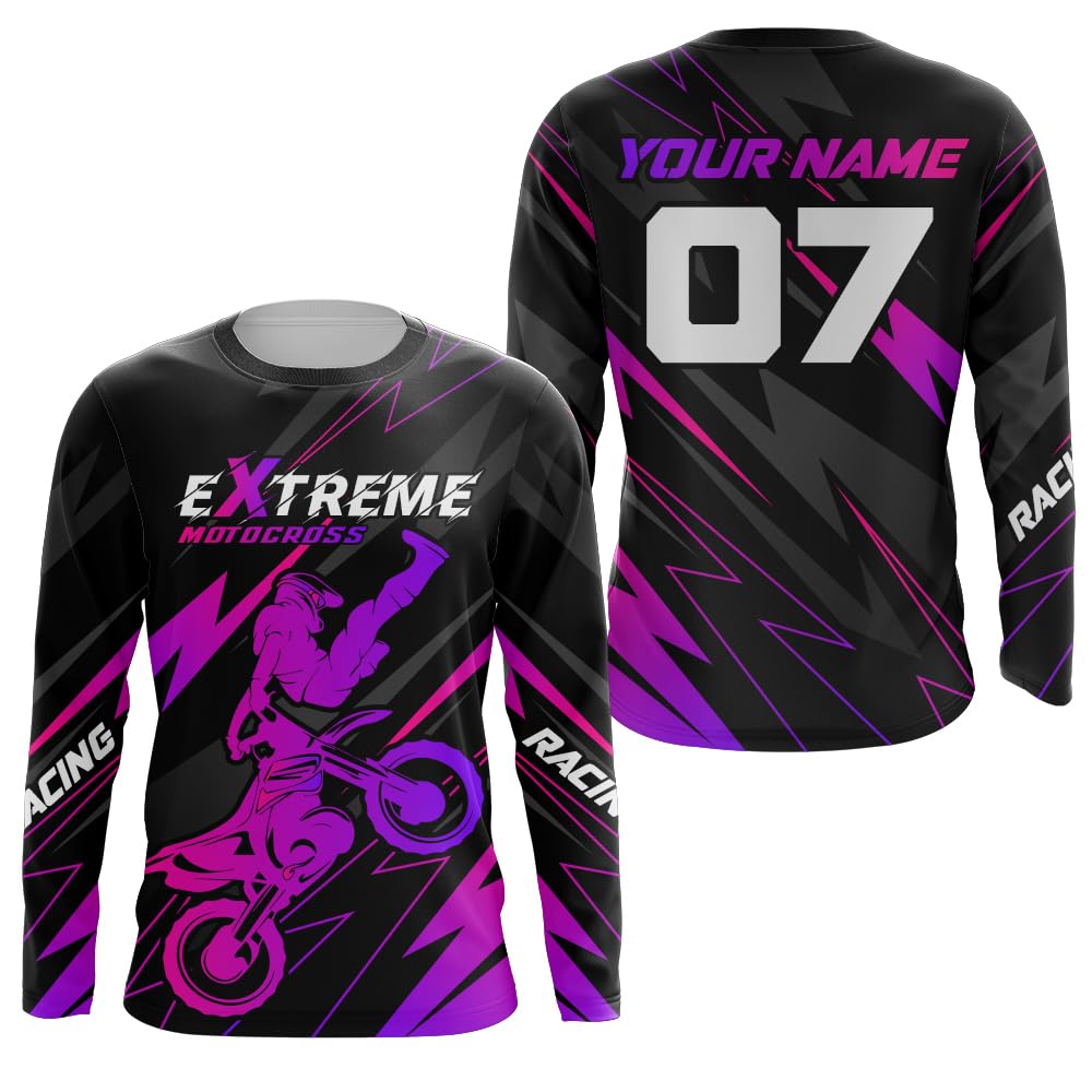 Custom Motocross Jersey UPF30+ Dirt Bike Shirt Purple Extreme MX Racing Adult&Kid Off-Road Motorcycle Jersey| XM29 (01)