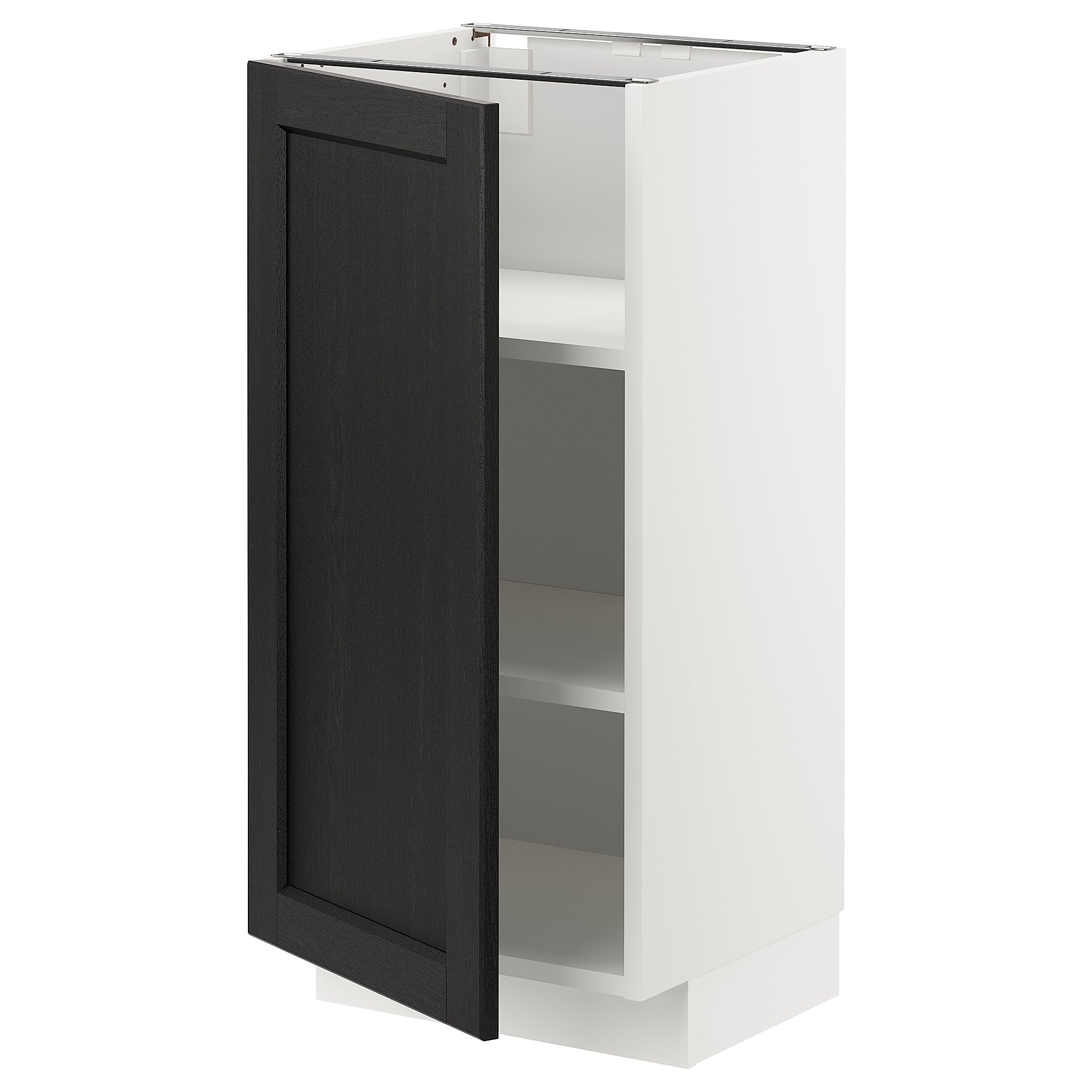 Meuble bas METOD étagères cuisine 40x37 cm rangement blanc Lerhyttan noir