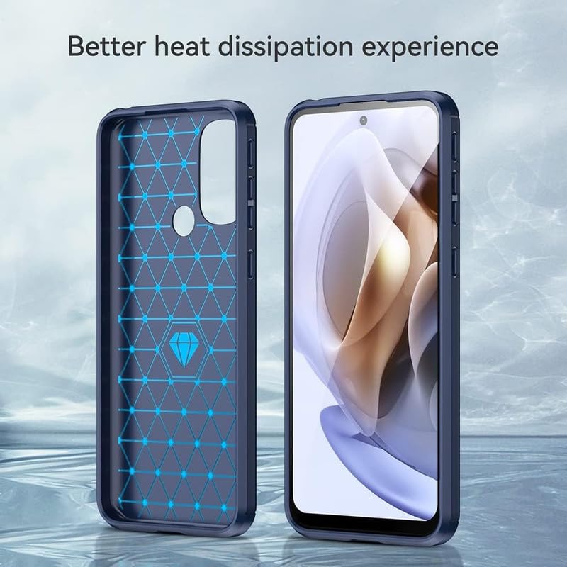 Image of NPRC Hybrid Ultra Slim Protective Case TPU Non-Slip Carbon Fiber Texture Shockproof Case Cover for Moto G31 - Blue