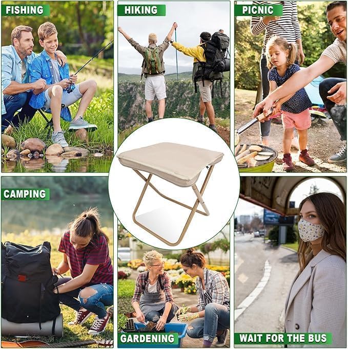 Image of Portable, Mini Aluminum Folding Camping Chairs, Folding Stool with Bag, Foldable Stool for Camping, Lightweight, Fishing,