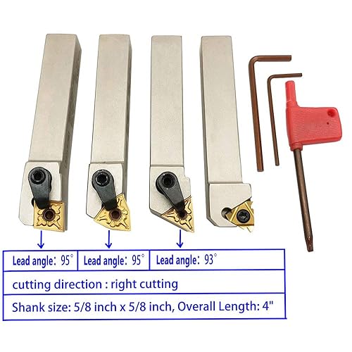 Miniatura 3 de Torno CNC de 5/8 pulgadas portaherramientas de torneado indexable con niquelado, juego de brocas de torno de metal resistente CNC con insertos de