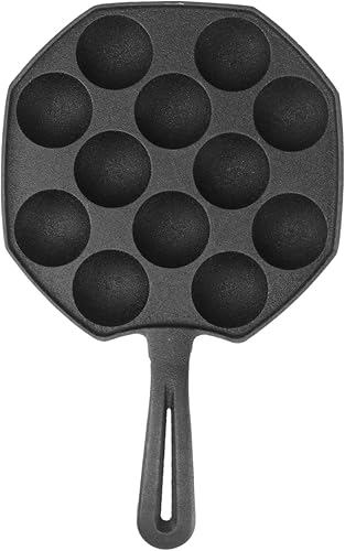 Cabilock Sartén Takoyaki de hierro fundido, 12 moldes antiadherente Takoyaki Maker Sartén para bolas de pulpo japonesas, Aebleskiver, hojaldre para