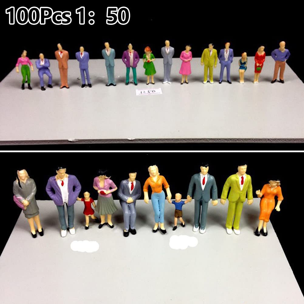 100Pcs 1:50 Painted Figures Sitting and Standing People Sand Table Models for Miniature Scenes - Image 2
