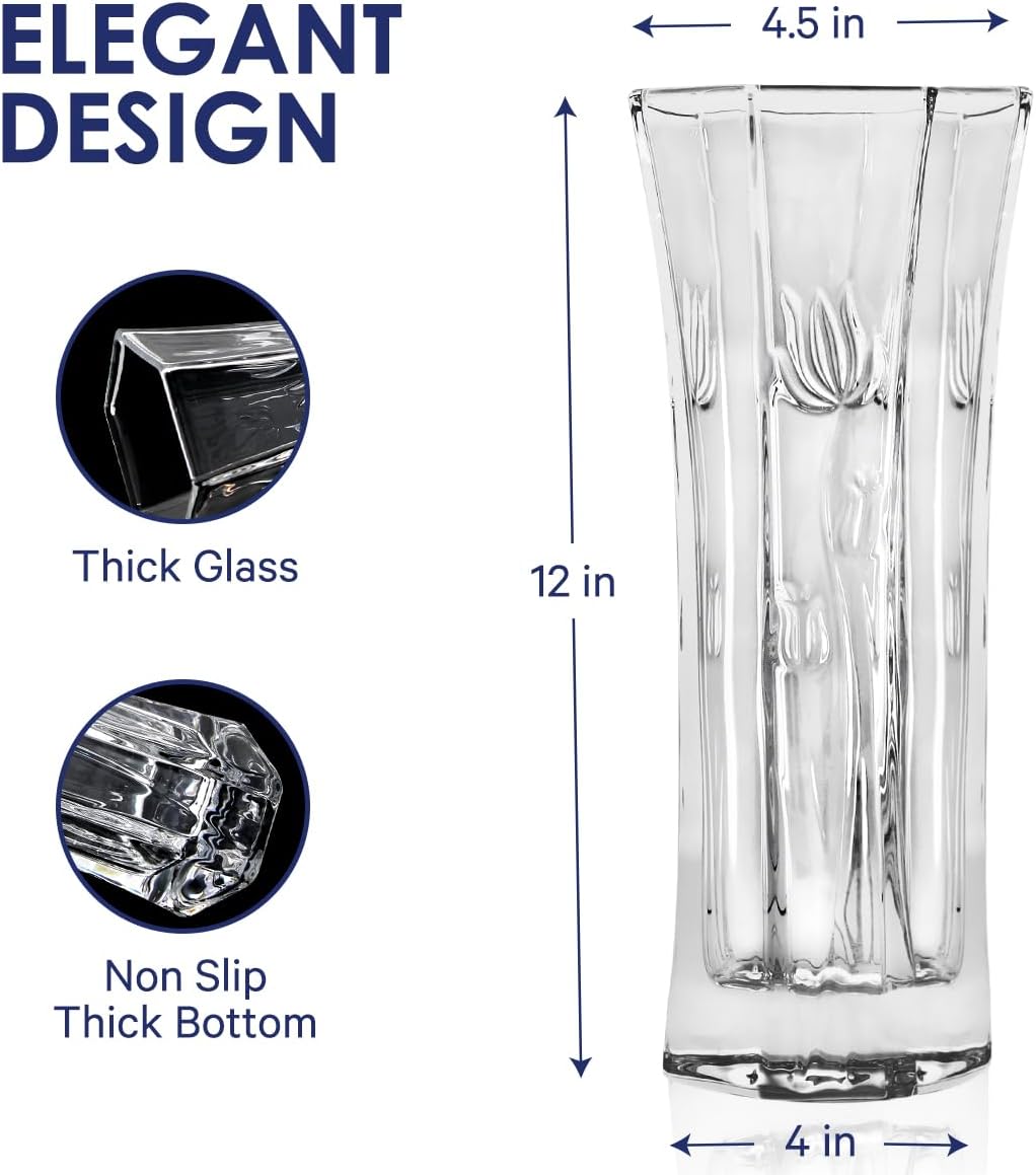 CS Crystal Vase 12-inch high, Tulip Design, for Flowers & Decor. Lovely Nice Shiny Piece. Perfect as a Gift, Suitable for All Occasions. - Image 6