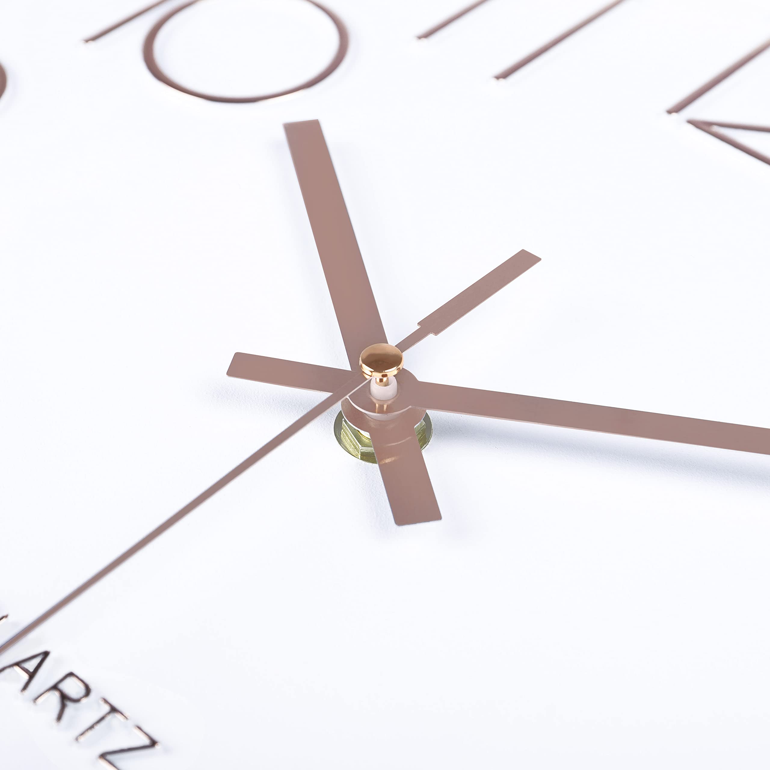 Lafocuse Horloge Murale 30cm Blanc Moderne Silencieuse Chiffres 3D Or Rose