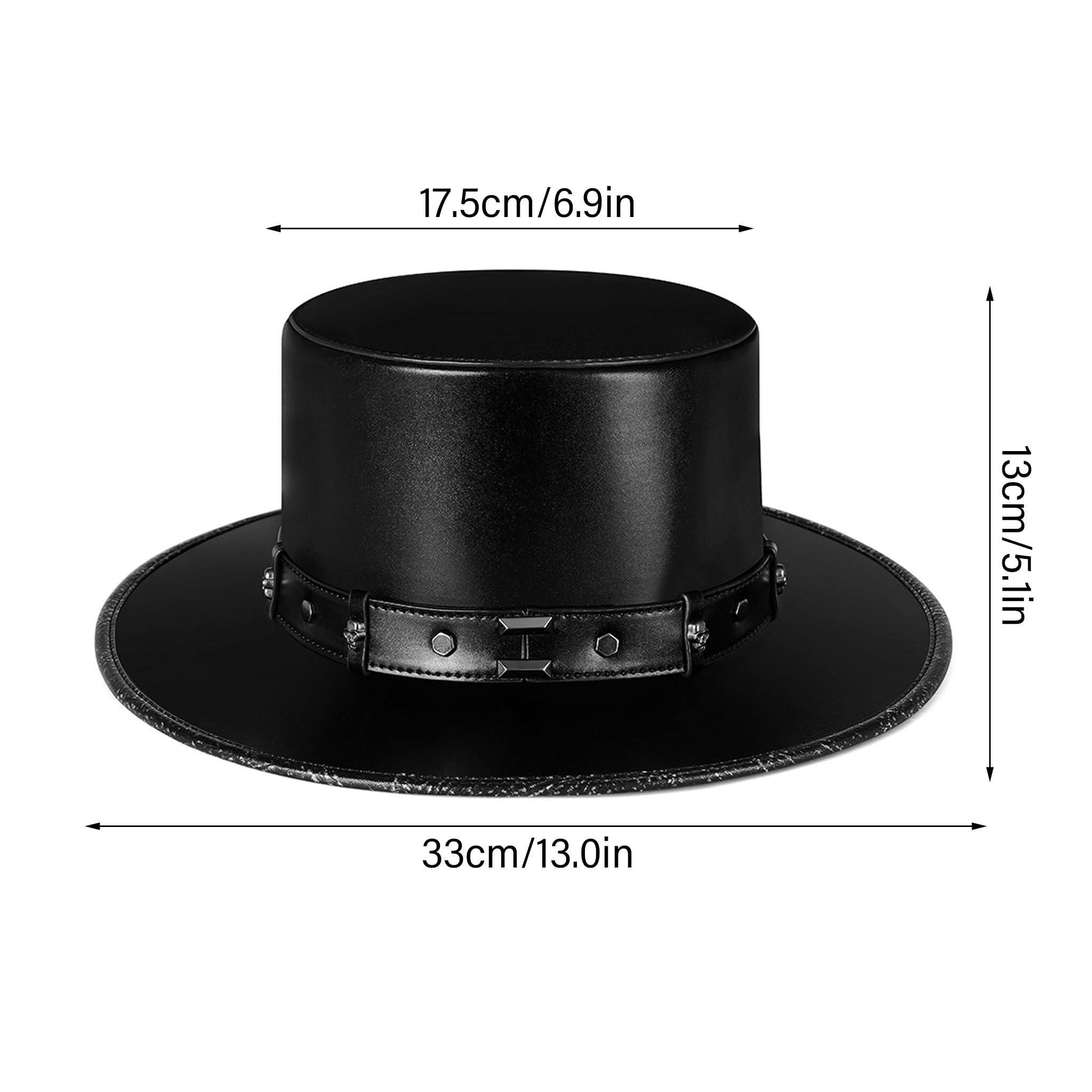 Cappello di Halloween, cappello a cilindro Steampunk da uomo in pelle PU, nero