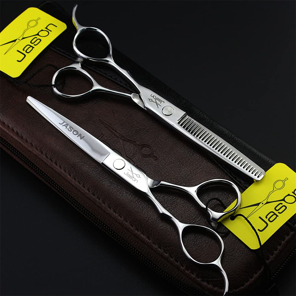 7 Pcs À La Main Gauche Ciseaux À Couper Les Ciseaux À Couper Les Cheveux, en Acier Inoxydable Ciseaux Raides Et Ciseaux D'amincissement, pour Salon, Barbier Ou Utilisation Domestique,5.5 inch