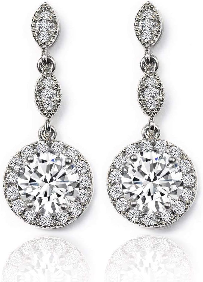 A+O Bridesmaid Gift, Wedding Drop Dangle Crystal Earrings in Silver, Gold, Rose Gold