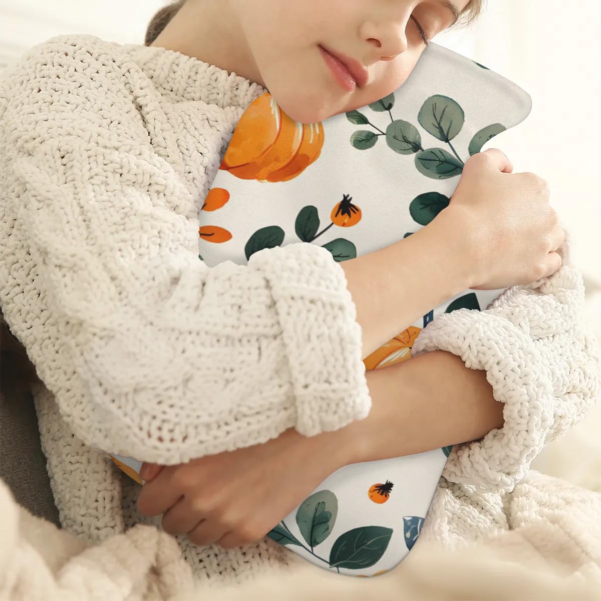 Hot Water Bottle with Soft Cover,2L Abstract Pumpkin Hot Water Bag for Hot and Cold Compress, Hand Feet Warmer, Magic Pumpkin Rubber Hot or Cold Water Bottle Halloween Christmas Decorations