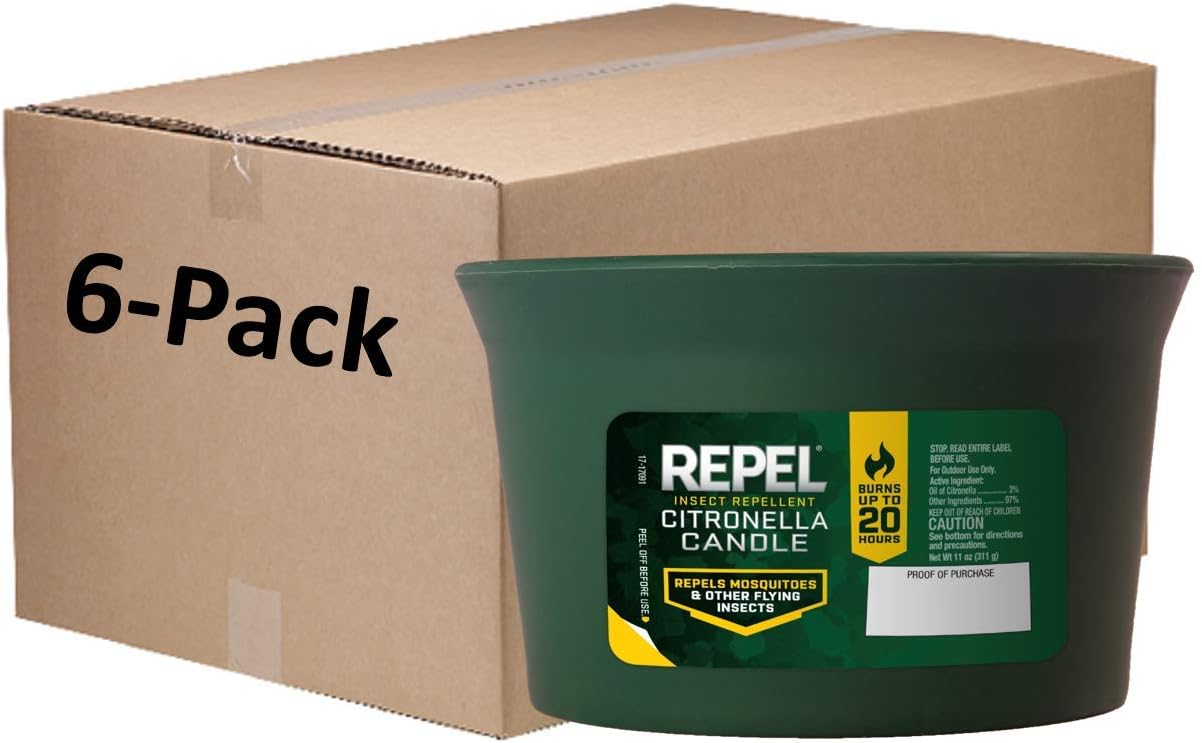 Repel Insect Citronella Candle, Pack of 6