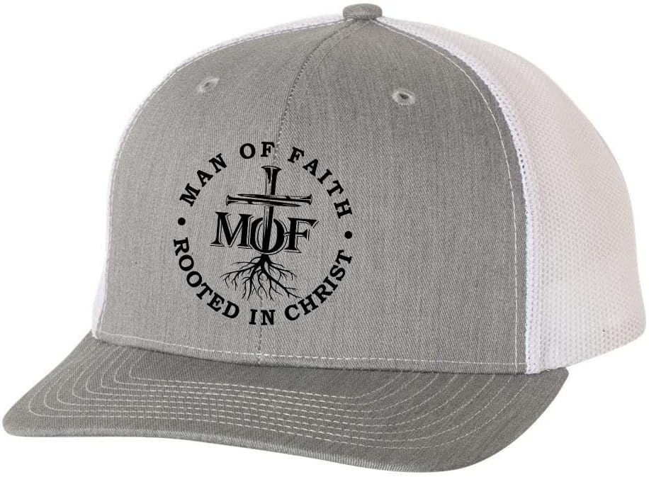 Christian Man of Faith Rooted in Faith Mens Embroidered Mesh Back Trucker Hat