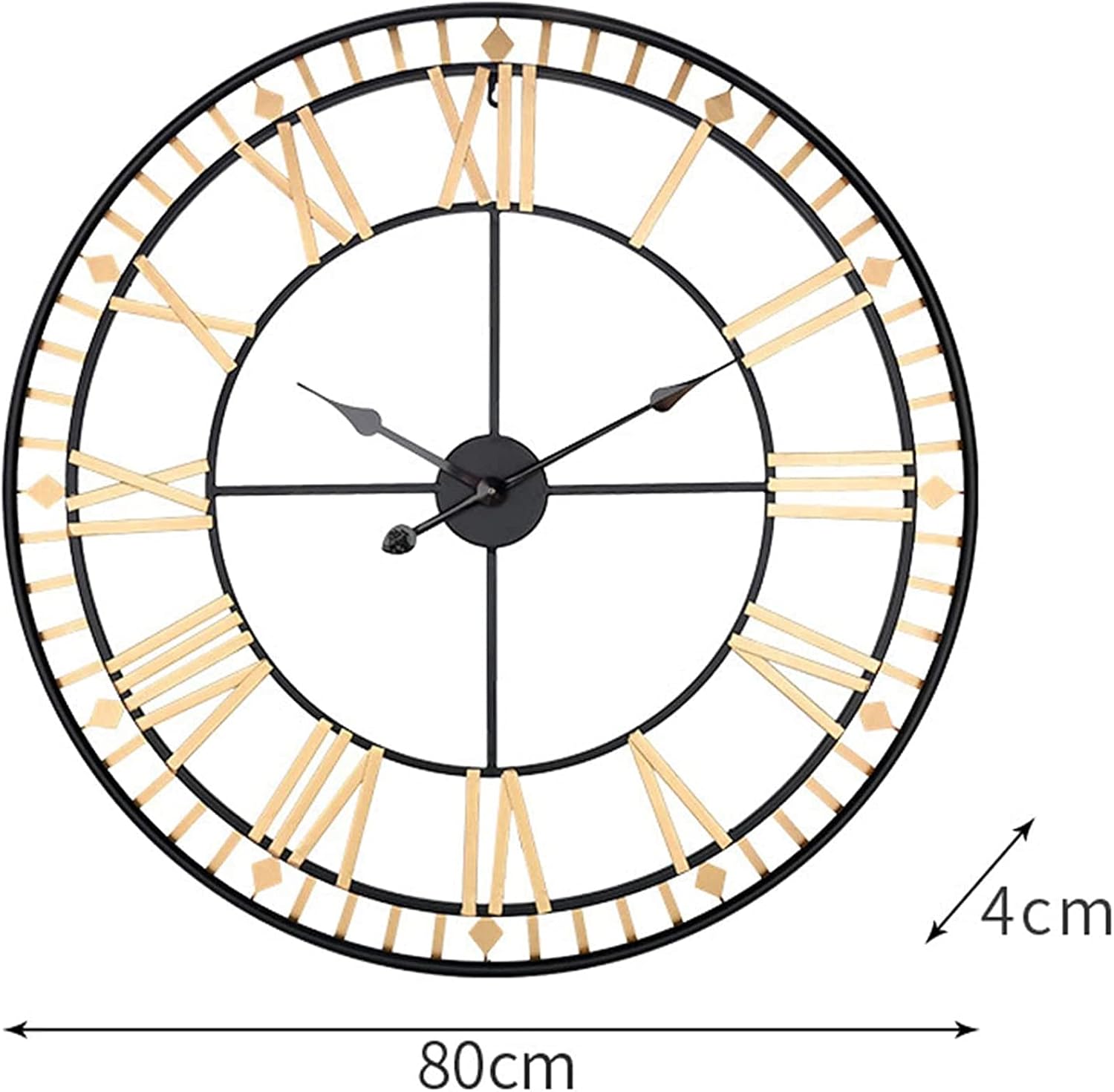 Retro Roman Numbers Garden Clock Weatherproof Outdoor Large Outdoor Clock Garden Open Face Wrought Iron Outdoor Garden Clocks Indoor Outdoor Decoration Wall Clock Mute Quartz Wall