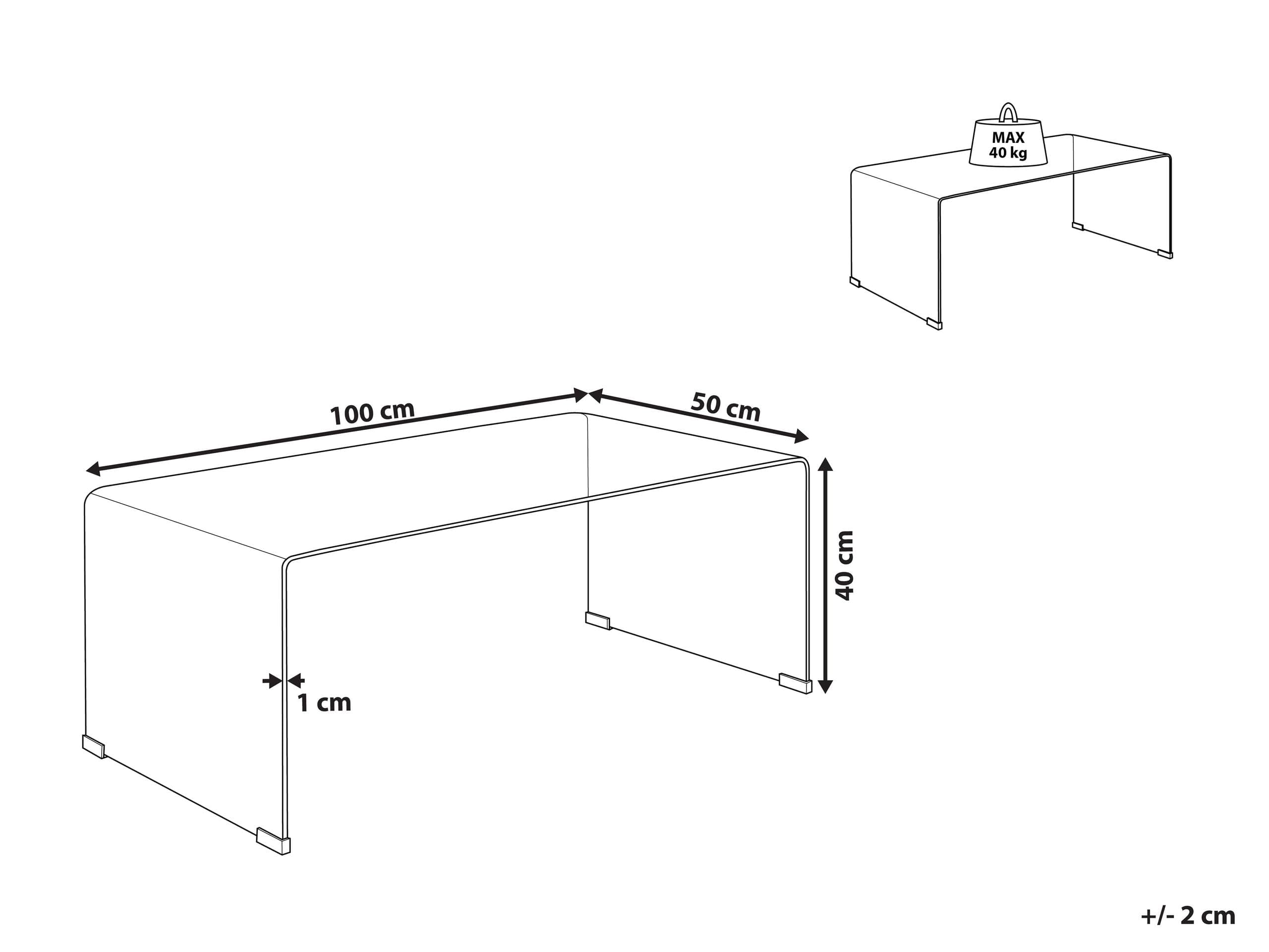 Beliani Minimalistischer Couchtisch transparent/schwarz Glas Kendall