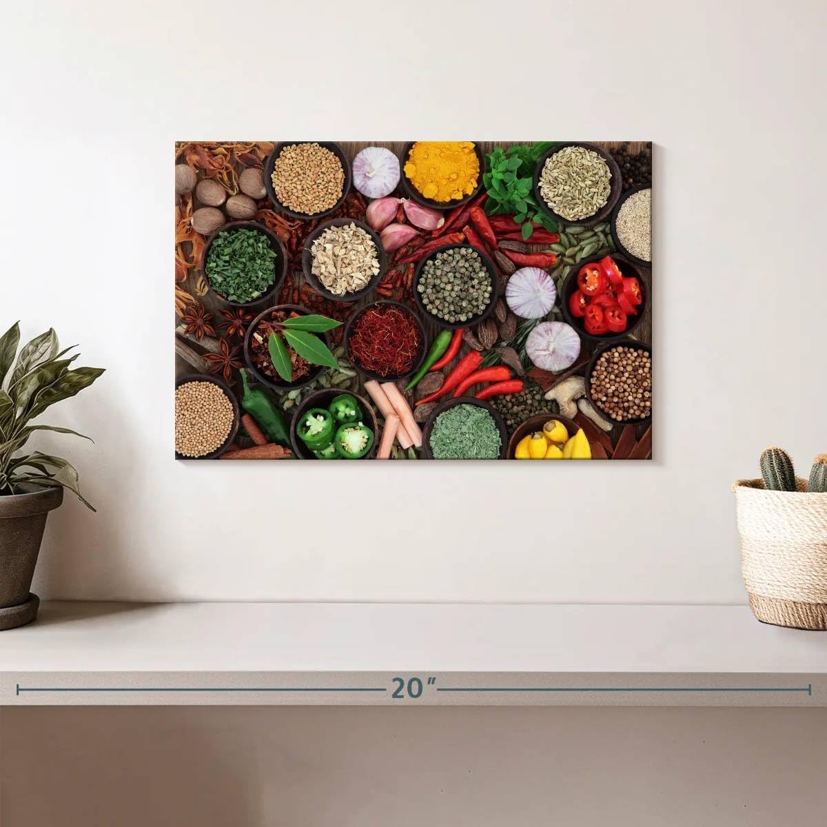 ElephantStock Fresh Spices Canvas - 1 Panel Kitchen Art Wall Decor - Kitchen Wall Decor - Kitchen Pictures Wall Art - 12" X 8"
