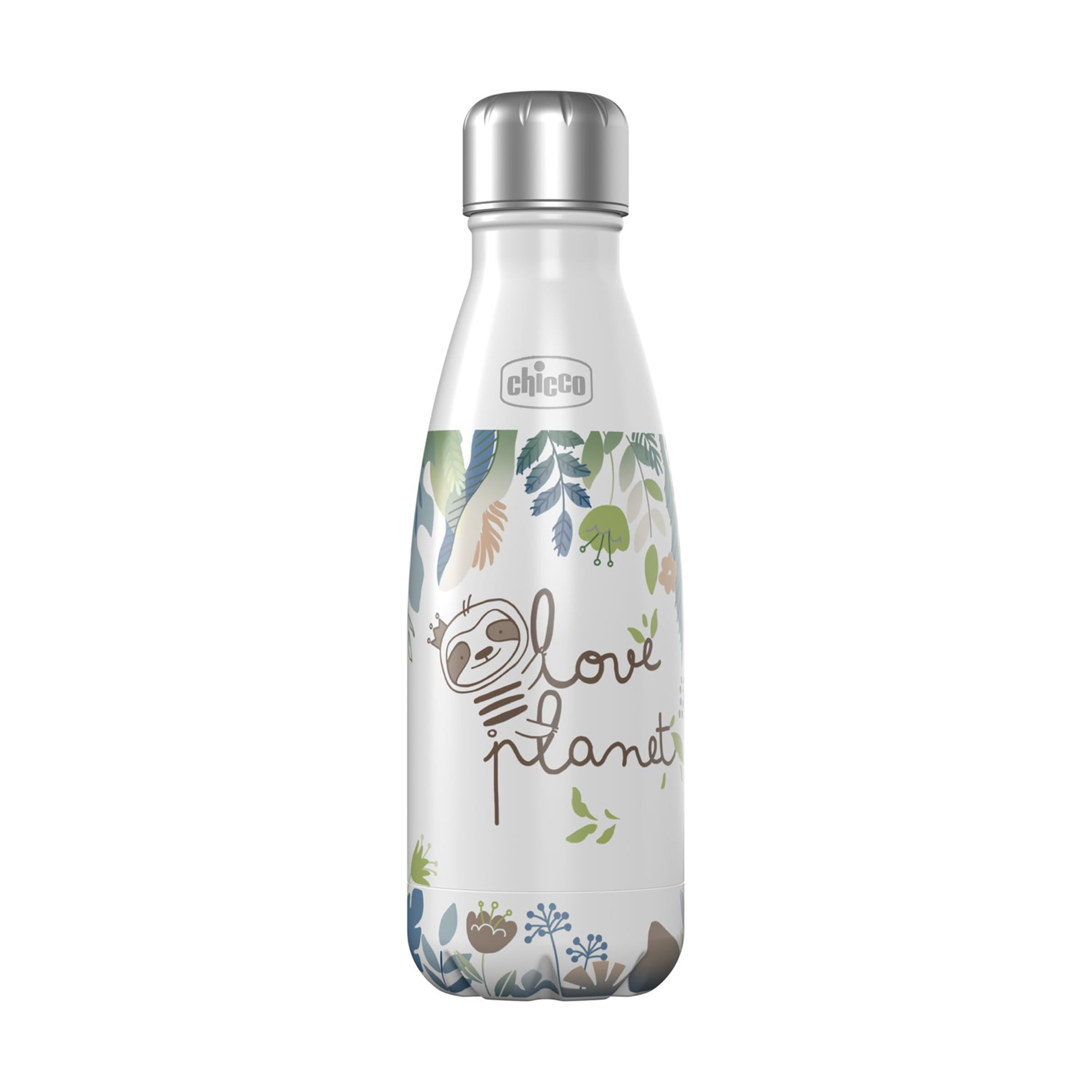 Chicco Stainless Steel Kids Water Bottle 4 Years 17oz Insulated Travel Bottle with Leak-Proof Twist Lid Sweat-Free Design