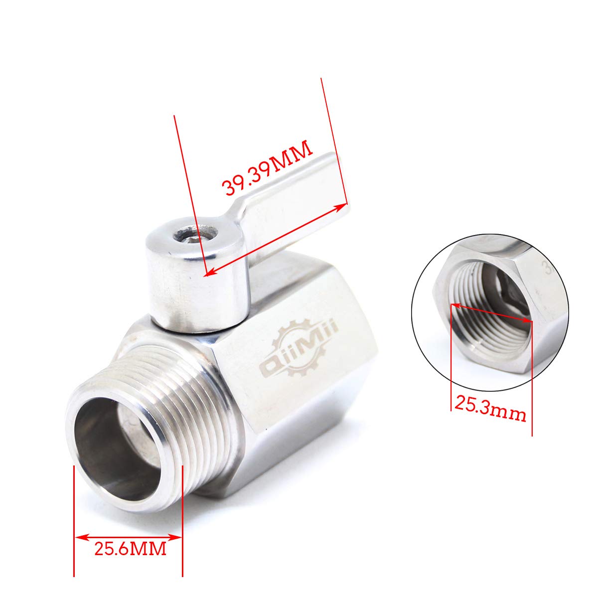 Mini válvula de bola de acero inoxidable 304 de 3/4 pulgadas NPT hembra x rosca macho SS304, 2 unidades