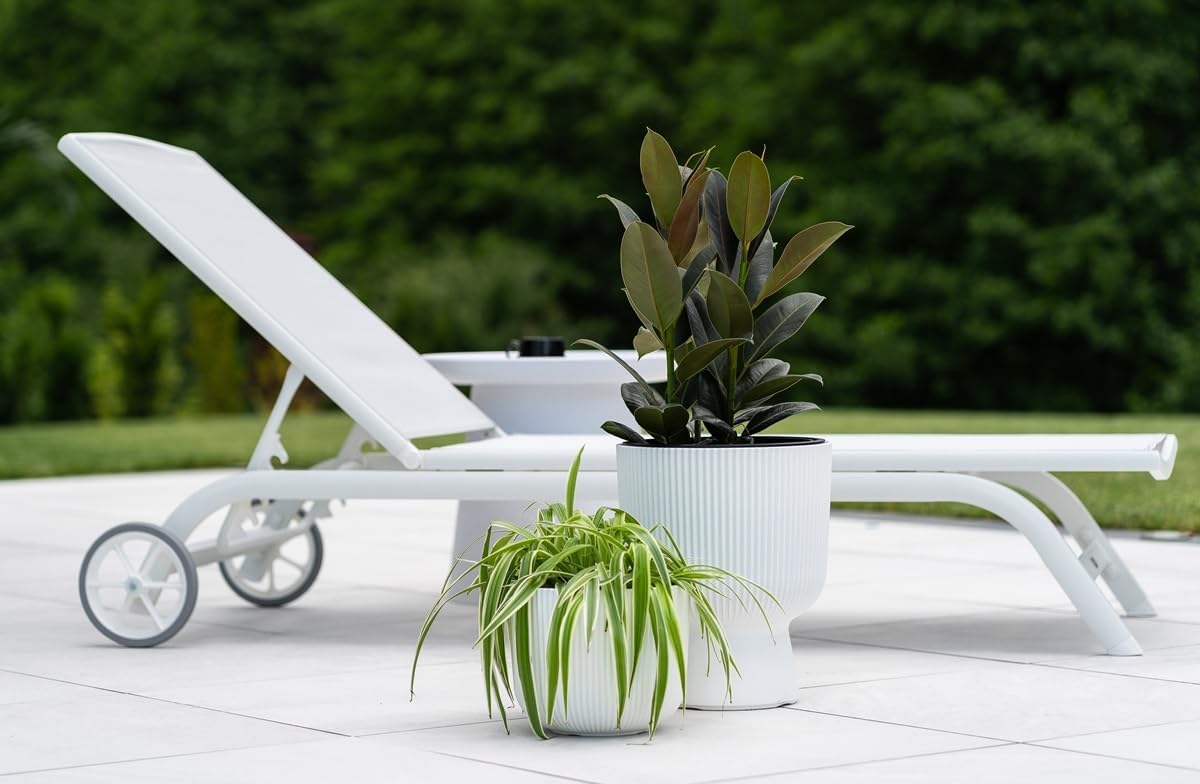 BirnePower Pot de Fleurs Rond Milly avec Insert Amovible, Cache-Pot Design Côtelé Élégant pour Intérieur et Extérieur, Résistant au Gel et UV, DBMIG 400, Anthracite
