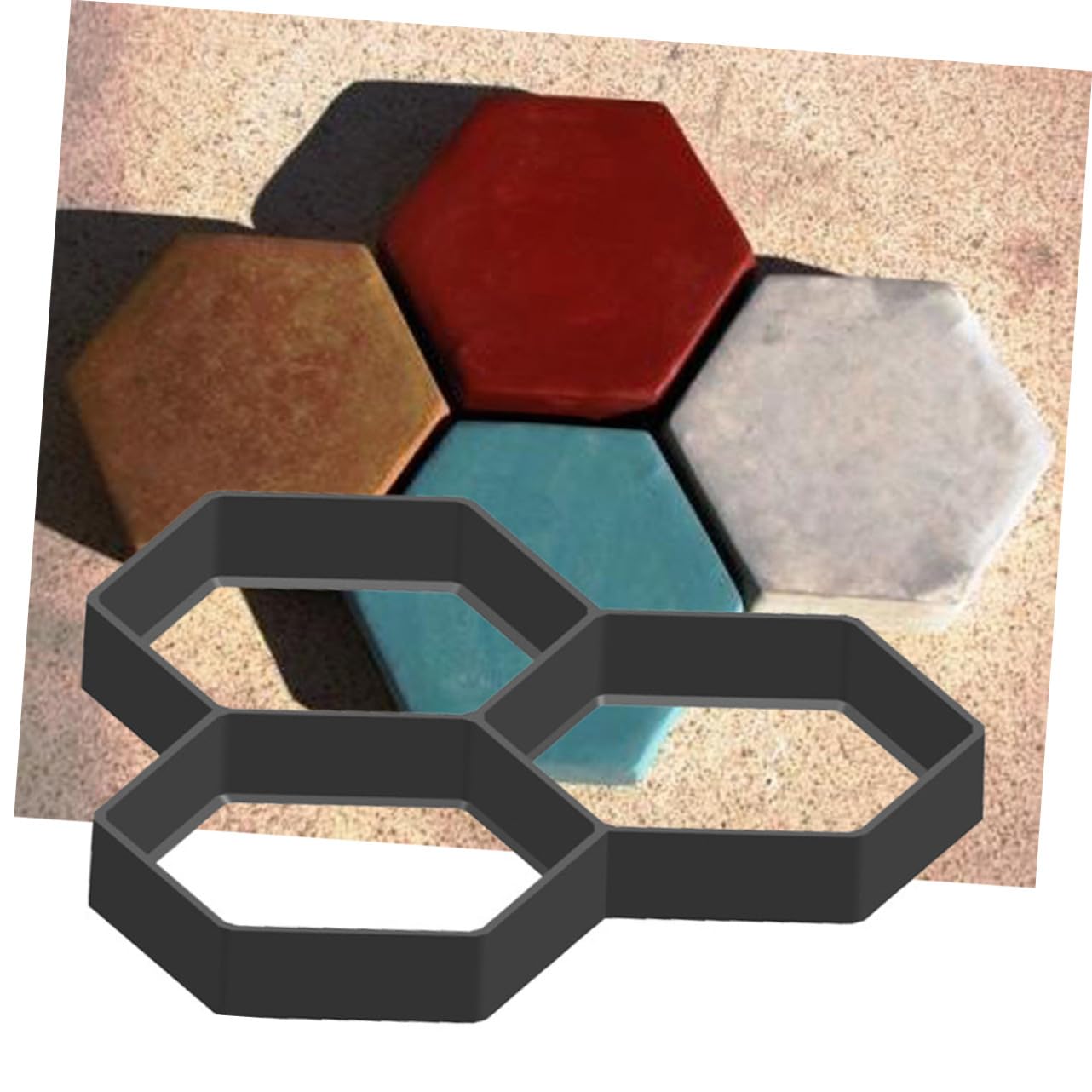 TOYANDONA Molde de Suelo Hexagonal Reutilizable y Fácil de Limpiar de Plástico 2 Piezas para Pavimentación Exterior Adecuado para Jardín