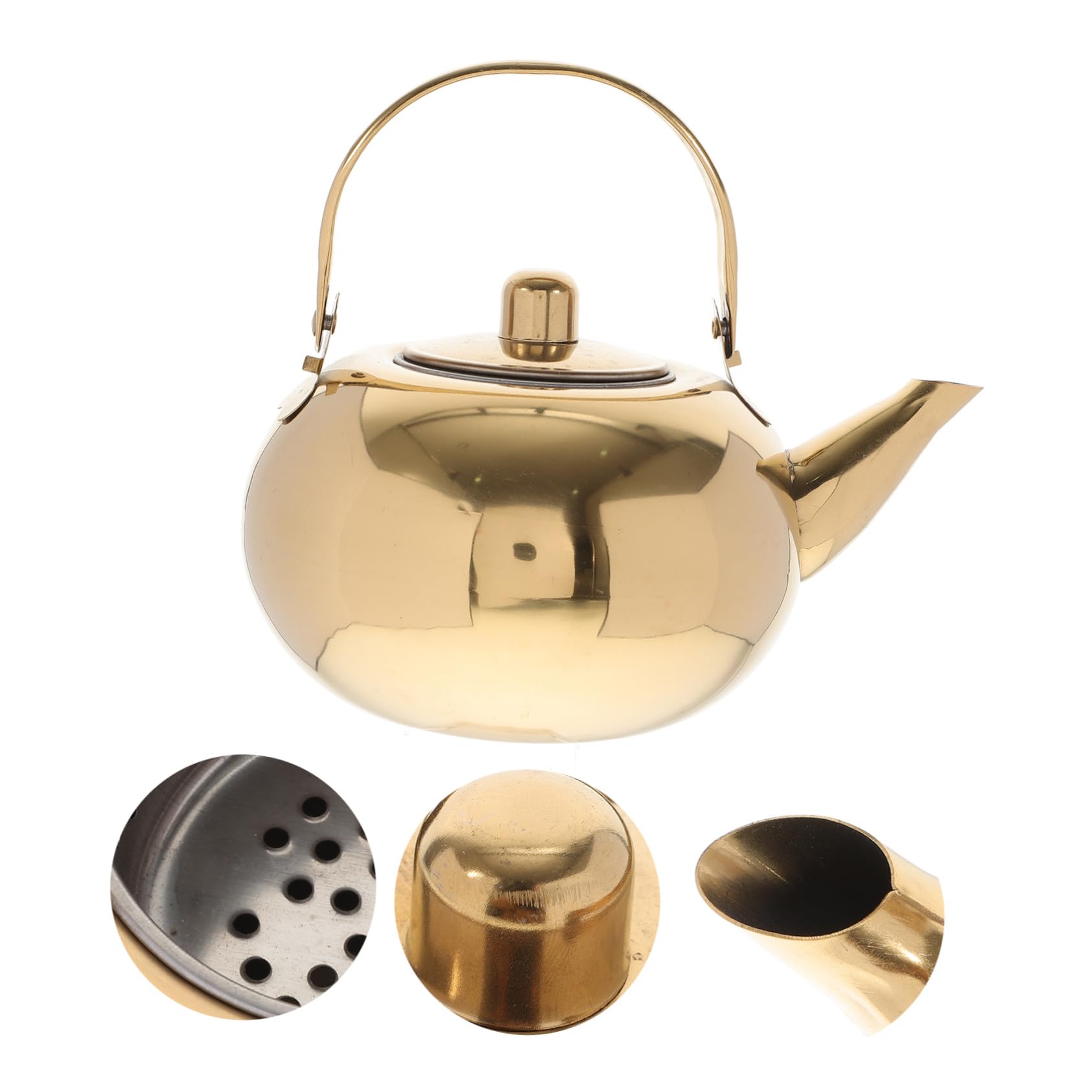 TOYANDONA Tè Termico in Acciaio Inossidabile Teiera Isolata Sottovuoto Teiera Resistente per Cucina Ufficio Viaggio Dorato