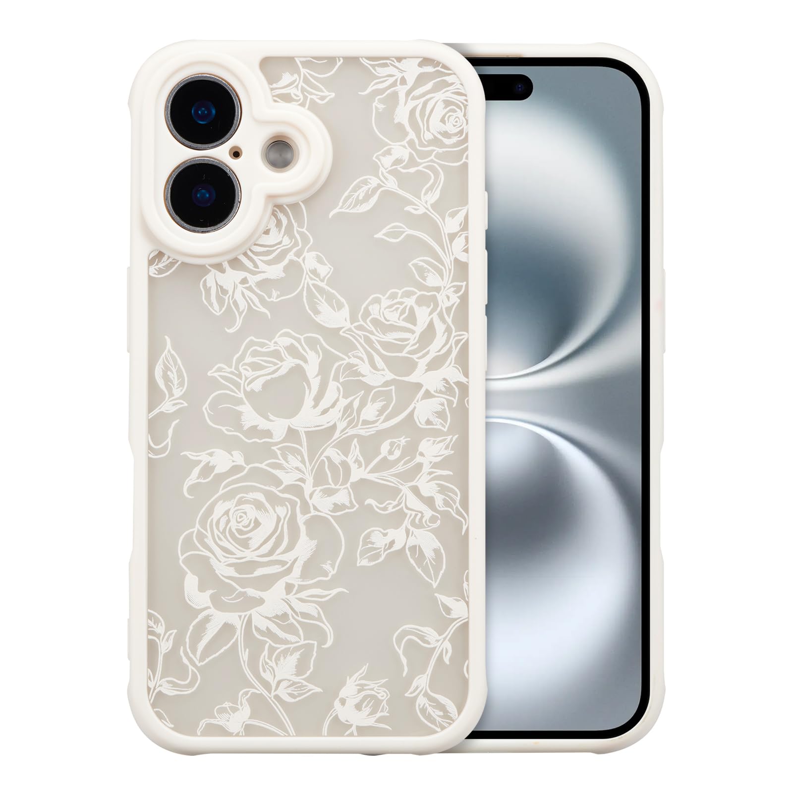 XIZYO for iPhone 16 Case, Floral Flower Cute Aesthetic Case for Women Girls Rose Pattern Slim TPU Bumper Shockproof Protective Cover for iPhone 16 6.1