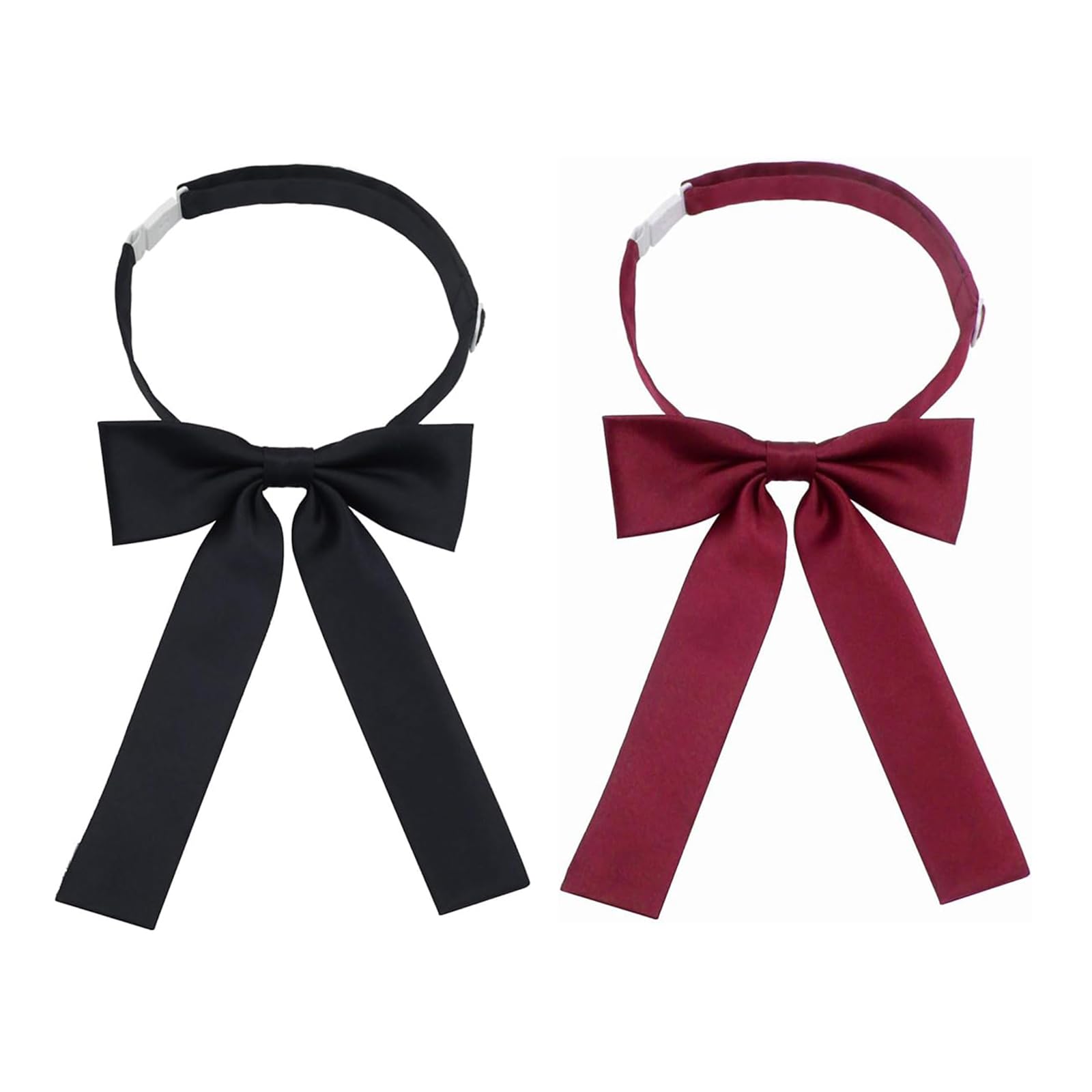 Mantieqingway Bow Ties for Women/Girls, Pre-tied Adjustable Bowties Solid Color Polyester Bow Tie for School Uniform Shirt