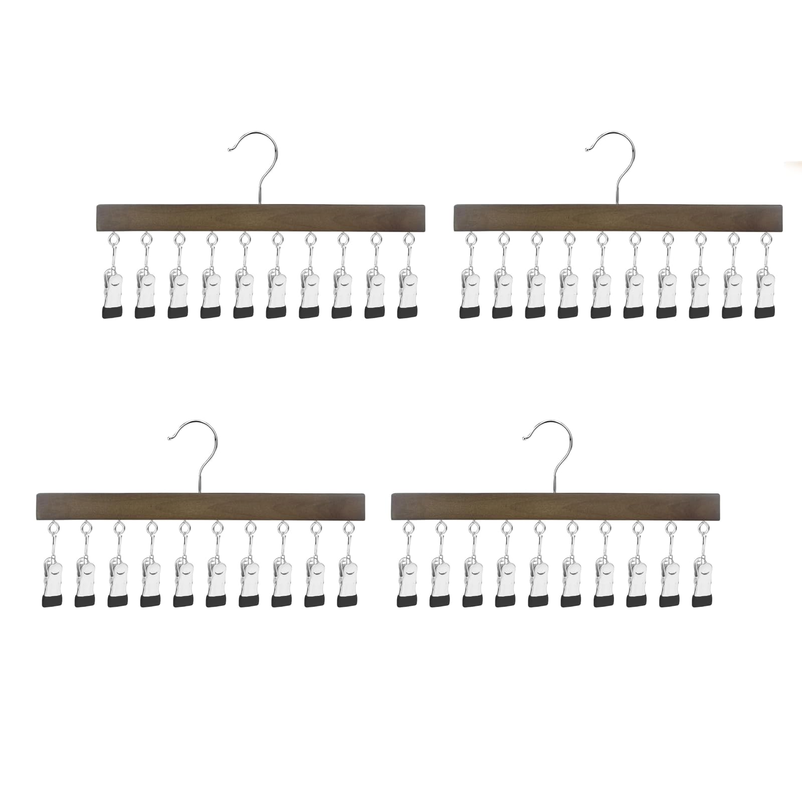 LMSAWK 4 Pack Hat Organizer Hanger, Legging Organizer for Closet 20 Clips 360° Revolve Wooden Hanger for Socks Face Mask