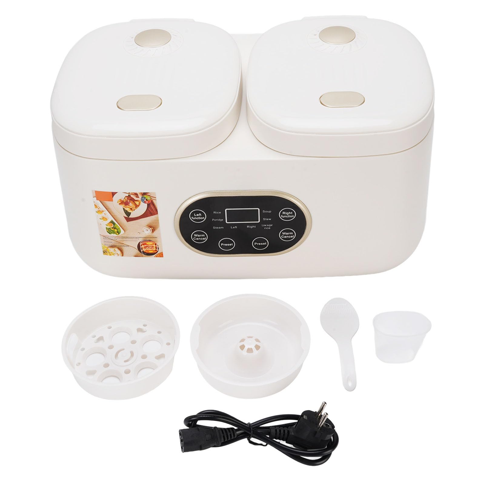Doppelter Slow Cooker, Timer -Funktion, 2 -up -Deckel, Multifunktionaler Kochtopf, Buffetserver, Dual für die Sammelparty -Sammlung (EU-Stecker 220V)