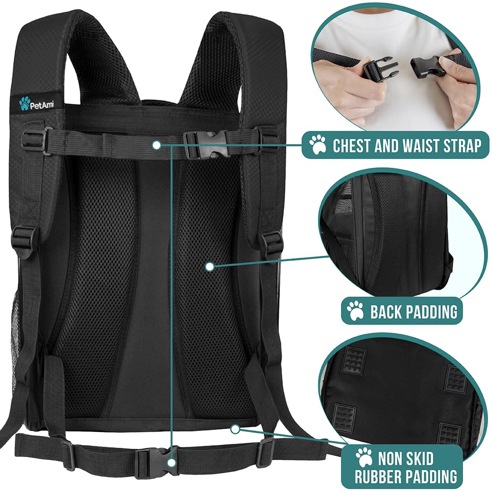 PetAmi Sac à Dos de Transport ventilé pour Petit et Grand Chat, Animal de Compagnie, Chiots, Sac à Dos de randonnée ventilé pour Animal de Compagnie, Sac de Voyage approuvé par Les compagnies