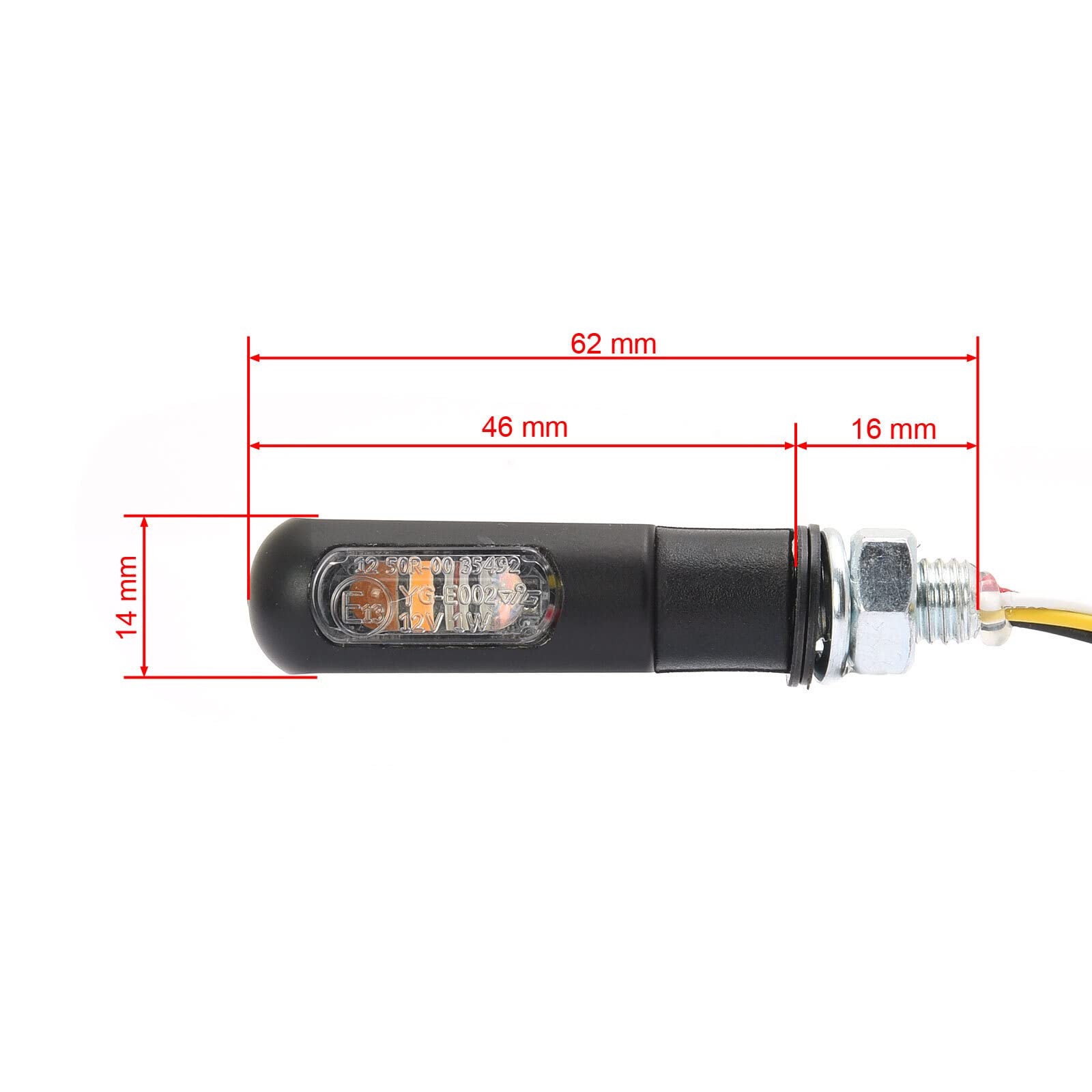 Mini LED 3 en 1 intermitente luz trasera luz de freno de aluminio homologación E negro corto M8 motocicleta Racer Chopper Cruiser moderno clásico con cubierta de goma