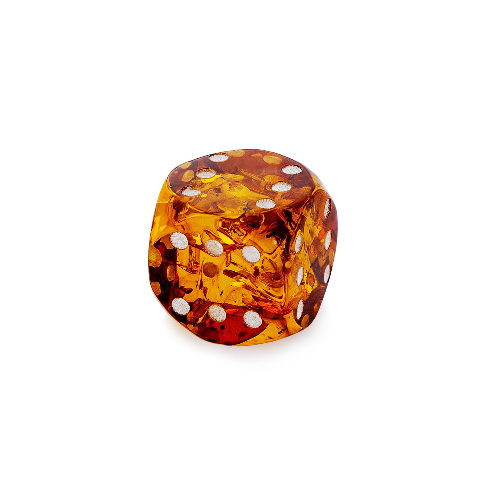 Cubo de la suerte de ámbar 6 ojos en cada lado 17 x 17 mm coñac ámbar báltico regalo único