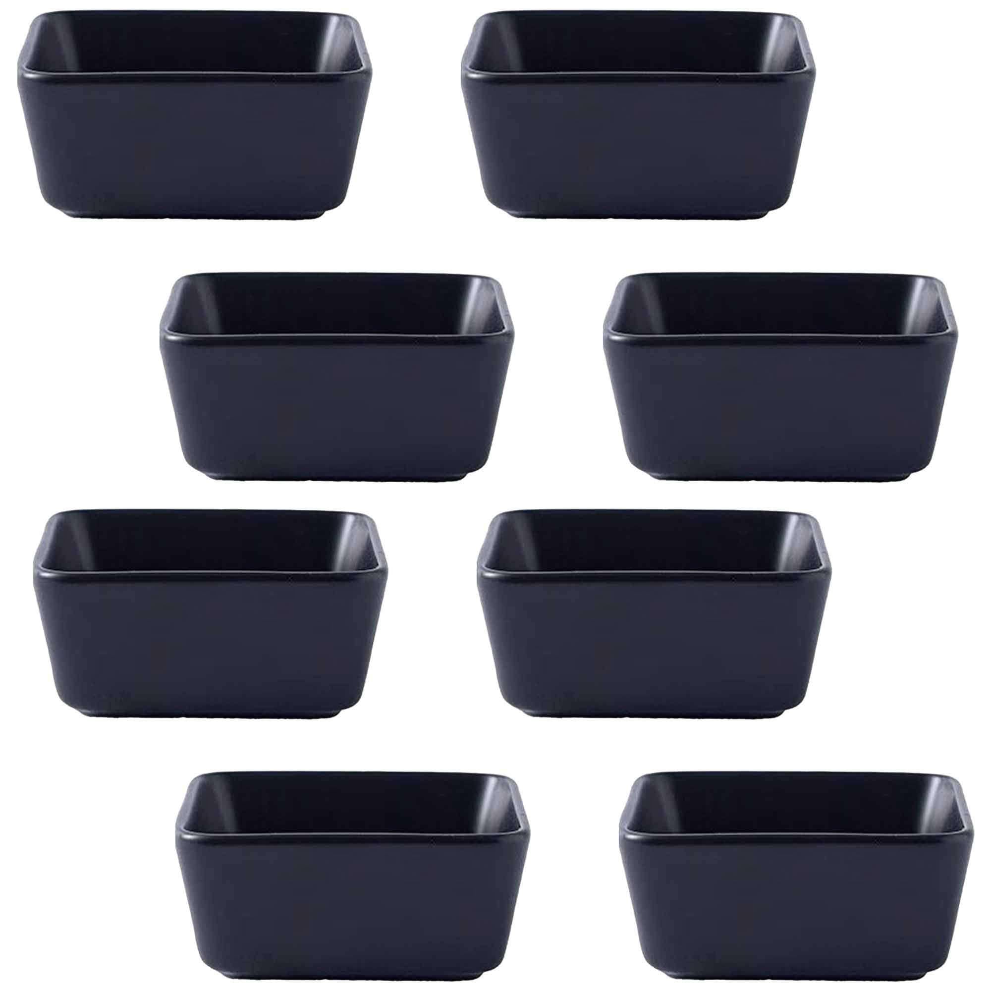 Dipschalen-Set für Sojasauce, Keramik-Dipschalen, Saucenschalen, Tapasschalen, Schalenset mit Blumenmuster für Desserts und Snacks, Schwarz, 8er-Set