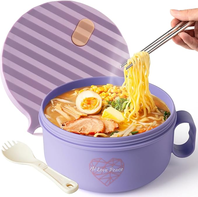 Ai Love Peace Ramen Bowl, 40 oz Microwaveable Noodle Cooker for Ramen