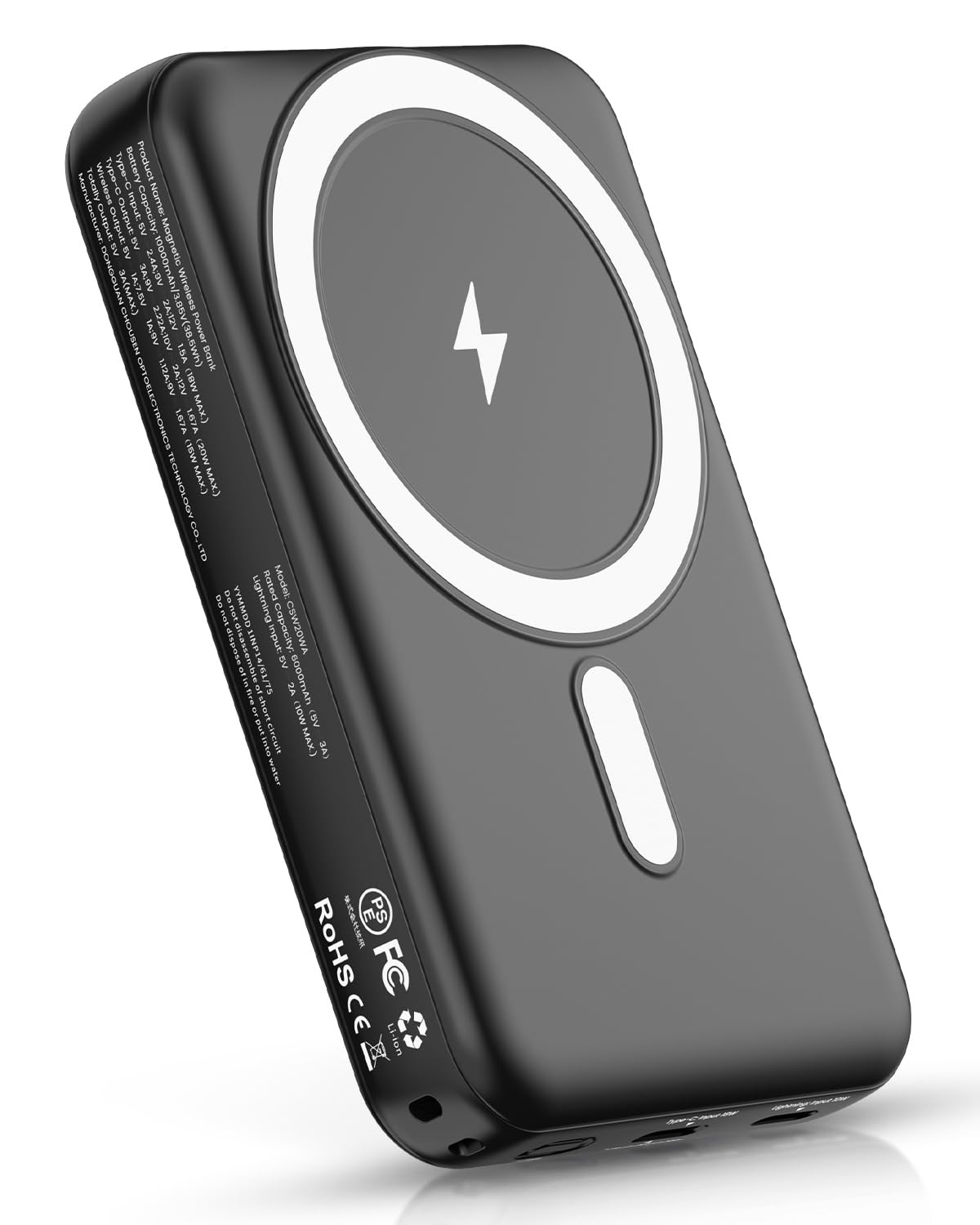 Batterie Externe Magnétique 10000mAh 22.5W ASPERX - Charge Sans Fil Et Filaire, Compatible IPhone 12-16, Samsung - Affichage LED, Léger 180g - 11