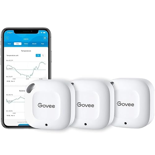 Govee Termómetro higrómetro Bluetooth, termómetro inalámbrico, mini sensor de humedad con alerta de notificación, almacenamiento y exportación de