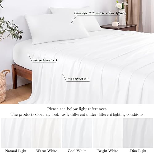 Miniatura 7 de UDEAL Juego de sábanas de bambú de enfriamiento individual, sábanas de viscosa de bambú 100% bolsillo profundo de hasta 17 pulgadas, sábanas suaves