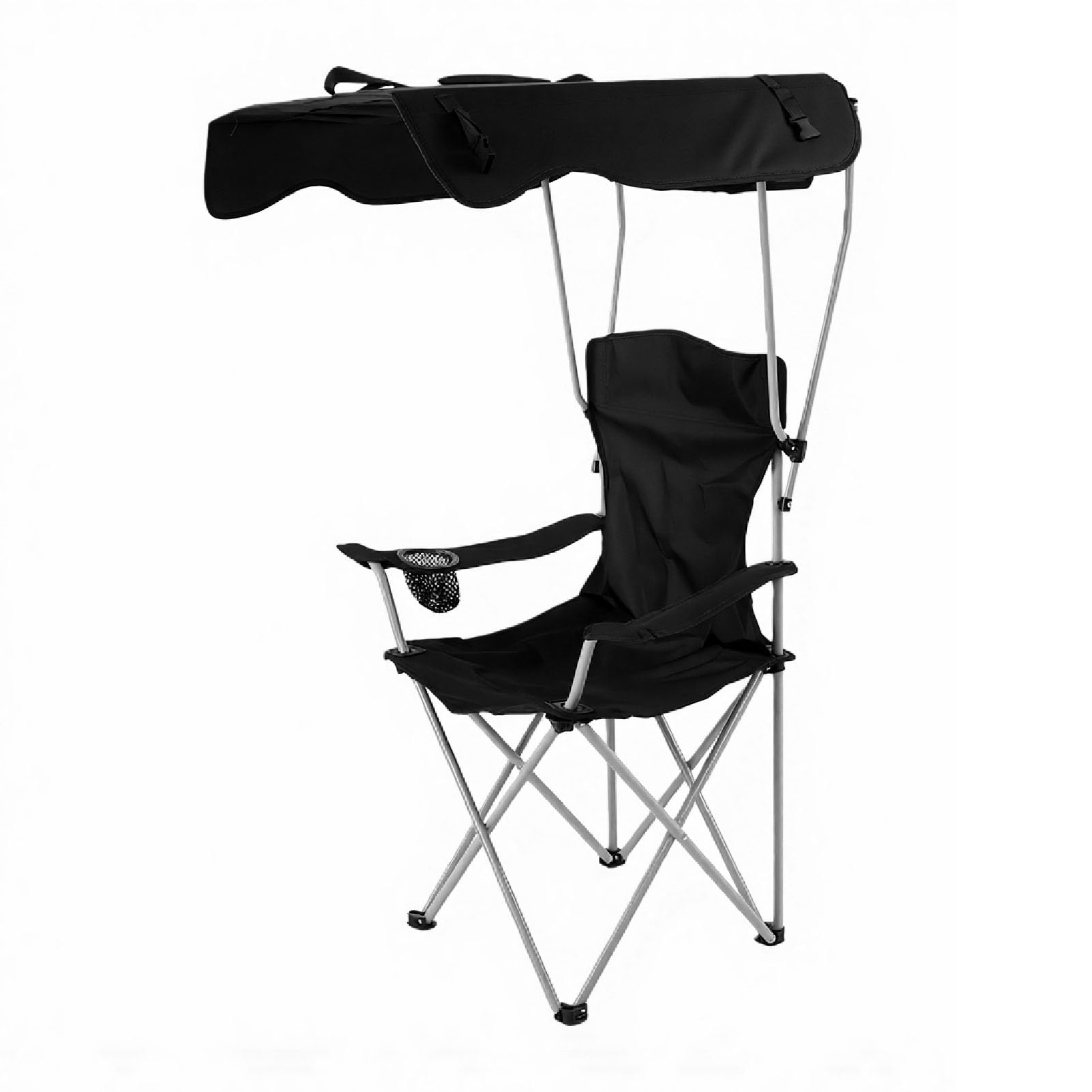 banapoy Krzesło Kempingowe, Regulowany Parasol Przeciwsłoneczny Tkanina Oxford 600D Oddychające, Ergonomiczne Składane Krzesło z Baldachimem, Przenośne Plażowe z Uchwytem na Kubek Zagłówek do