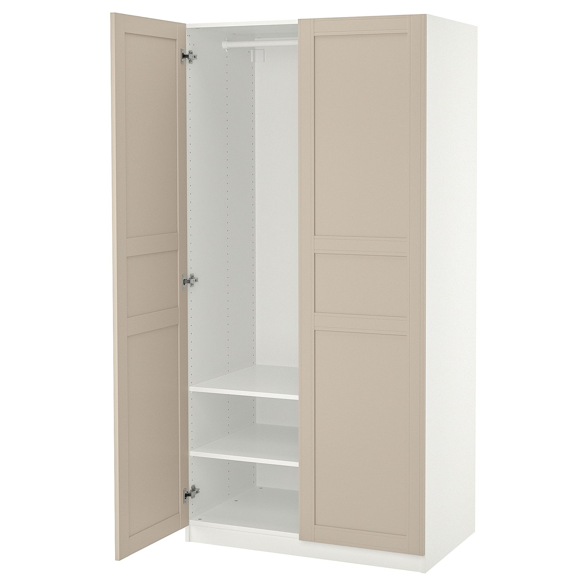 PAX/FLISBERGET Wardrobe, white/light beige, 100x60x201 cm