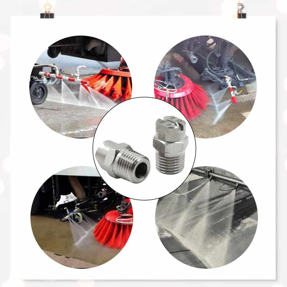 Boquilla Pulverización Alta Presión Punta - Ventilador Limpiador Piezas Pulverizador Conexión Accesorio de Acero Inoxidable 65 Grados Orificio 1,3mm Conexión Rosca 1/4 '', 4 Pcs