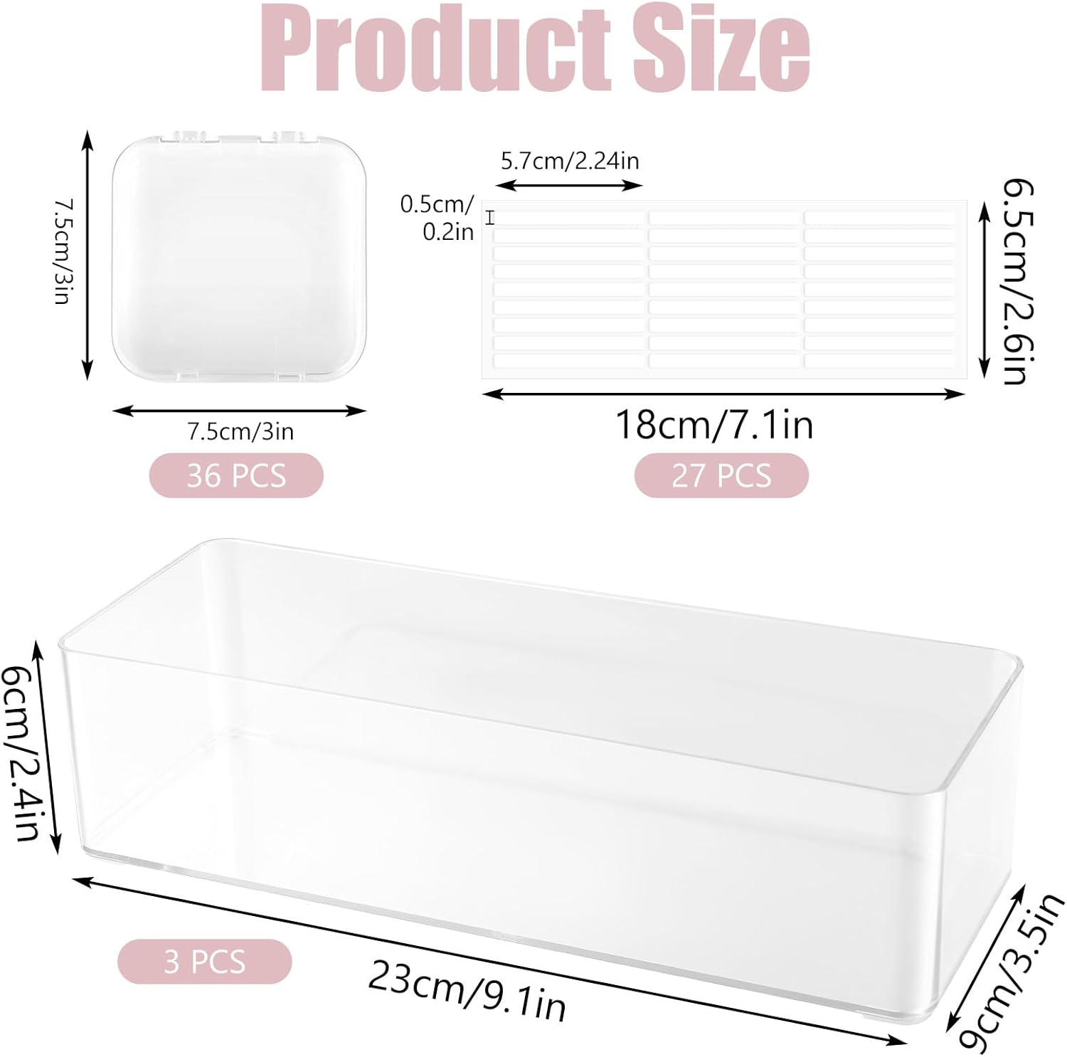 36 Pcs Press on Nail Storage Box Container All-In-One Clear 3 pcs Double Sided Tape Acrylic Display Fake Nail 3 Big Storage Box Organizer Case Artificial False Nail Boxes Packaging for Press Ons