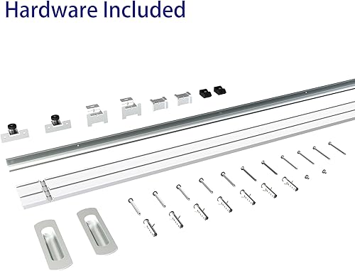 Miniatura 7 de JUBEST Puerta corrediza de granero de PVC blanco de 42 x 84 pulgadas con kit de herramientas y tirador, puerta de granero de plástico ligero