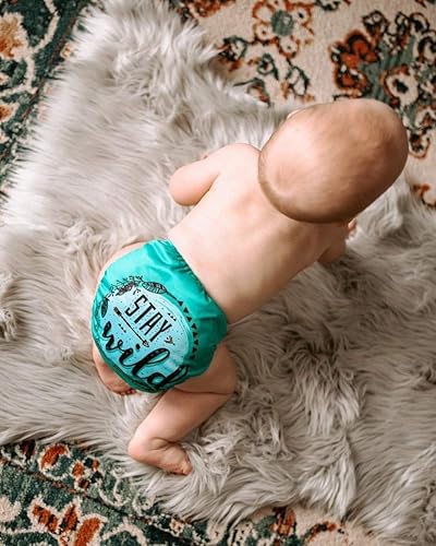 Miniatura 7 de ALVA Baby - Pañales de tela, talla única, ajustable, lavable, reutilizable, para niñas y niños, paquete de 6 con 12 insertos (aventuras salvajes)