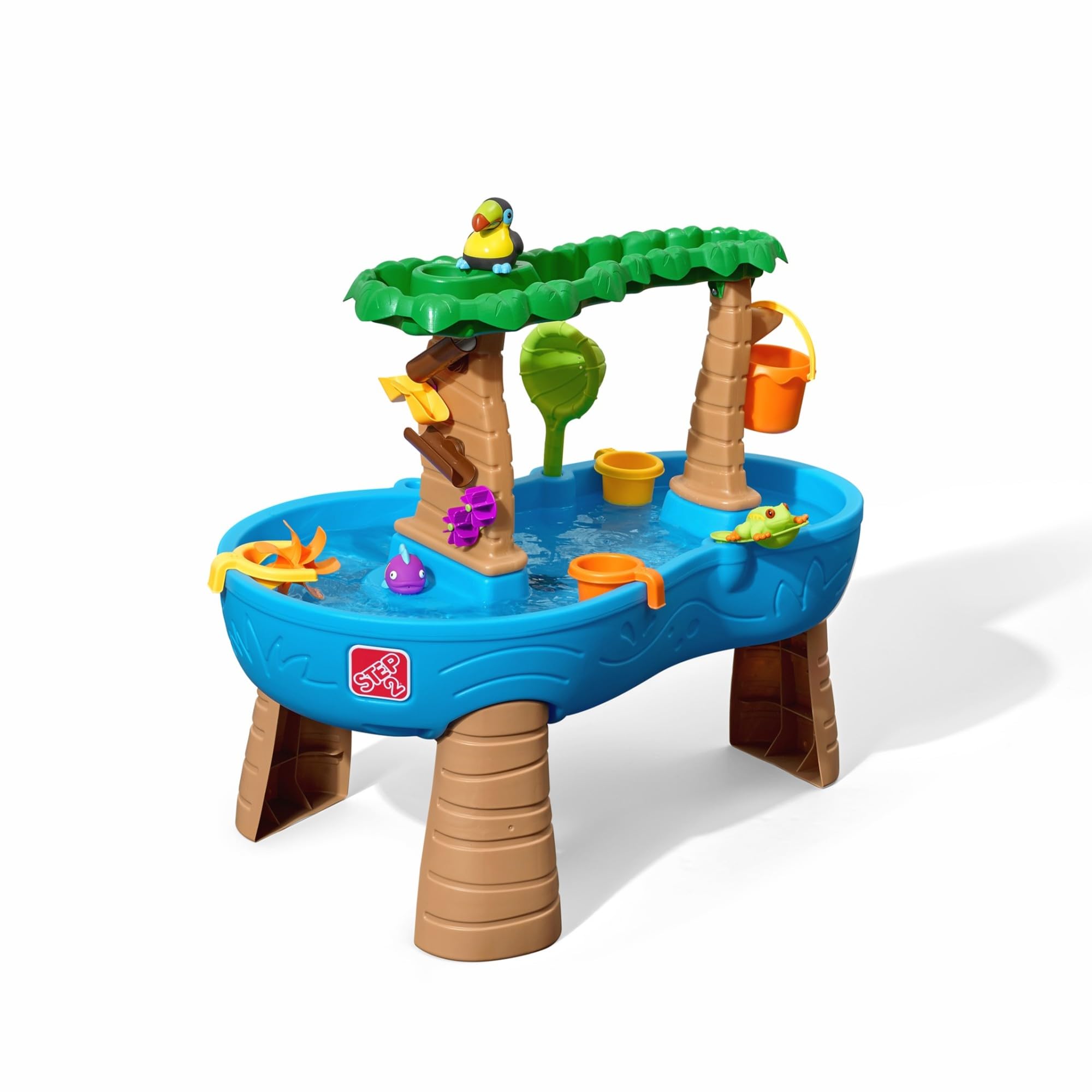 Step2 Tropical Rainforest Kids Water Tables, Outdoor Toddler Activity Table, Ages 1.5+ Years Old, 13 Piece Water Toy Accessories, Blue & Green