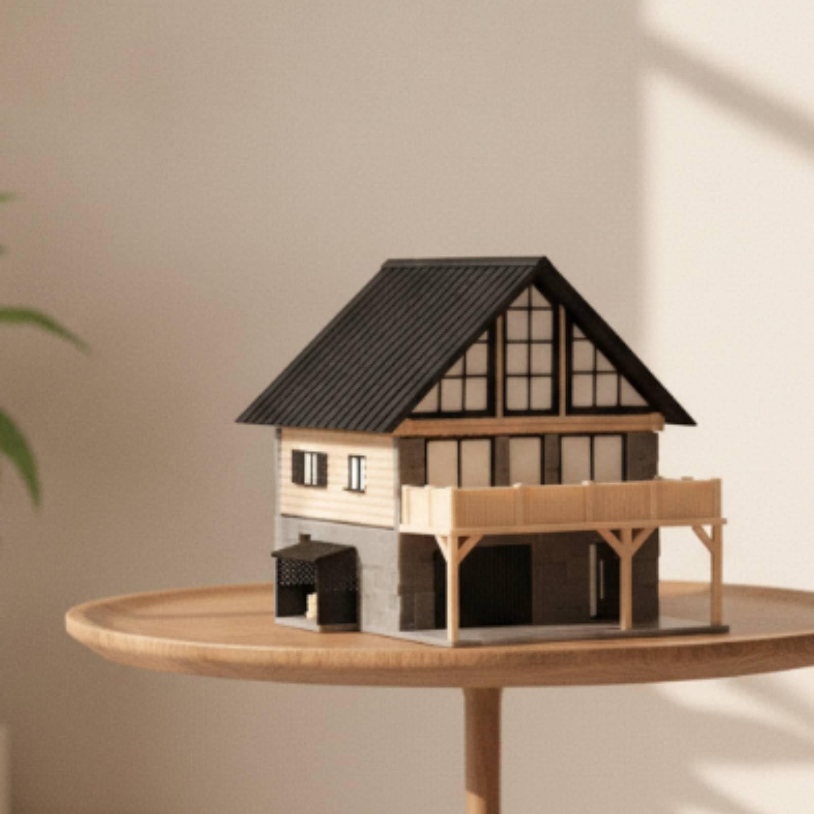 mit Balkon zweistöckig Miniatur Maßstab 1:64 Diorama-Haus für Sammler, Modelleisenbahn, Vitrinen-Display
