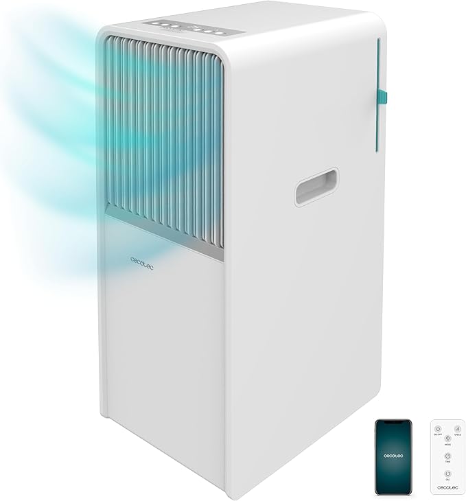 Cecotec Climatiseur Portable ForceClima 7550 Style Connected. 7000 BTU, Surface de 14 m², Écran LED, 4 Modes et 2 Vitesses, Minuterie et Déshumidification, Roues Multidirectionnelles 360º