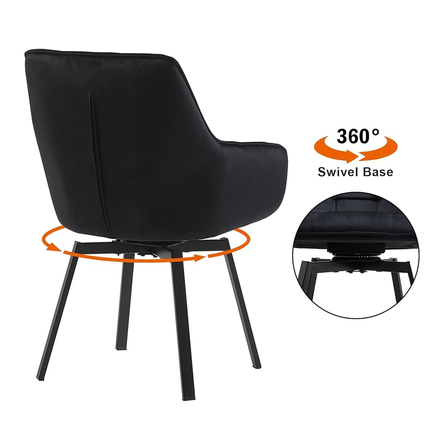 TUKAILAi Dining Chairs Set Of 6 Velvet Upholstered Seat Leisure Kitchen Chairs With Armrest, Backrest And Metal Legs, Comfy Accent Chairs For Home Lounge Living Room Reception Chair