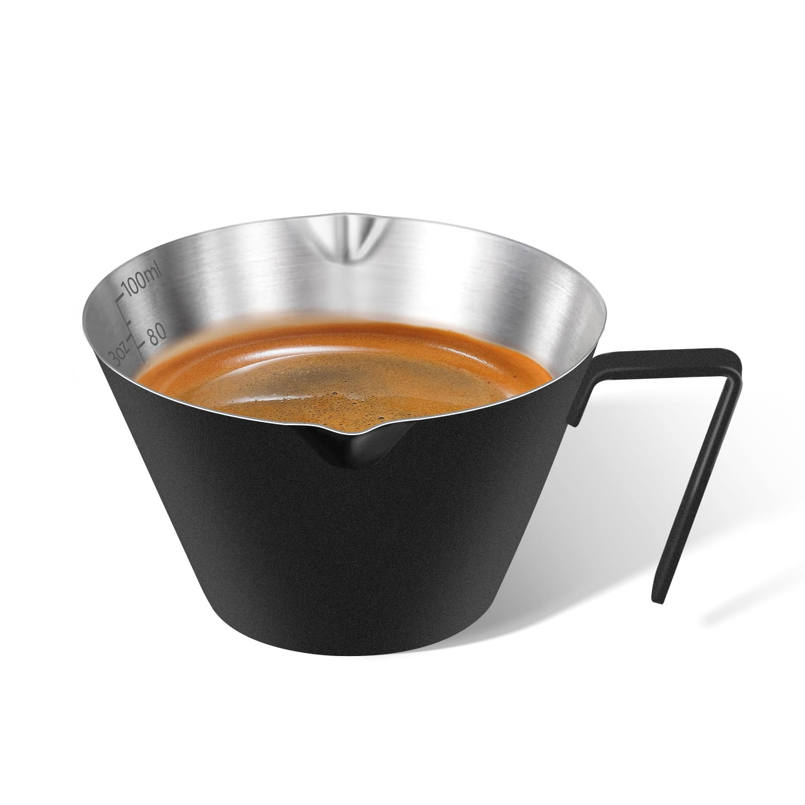 carrottimes 1Pc Stainless Steel Espresso Cups, Double Spout Metal Measuring Cup with Dual Scale